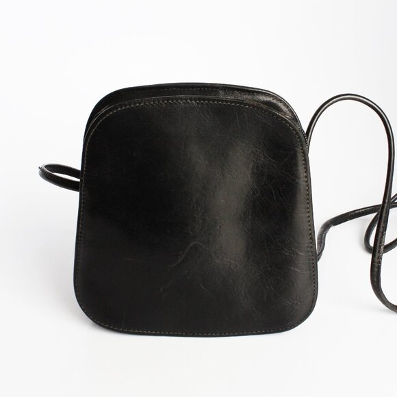 Vintage Ann Taylor Black Leather Bag Crossbody Purse Box Calfskin - Picture 7 of 9